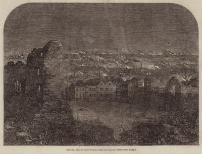 Dudley y sus fábricas de hierro, desde el castillo de Samuel Read